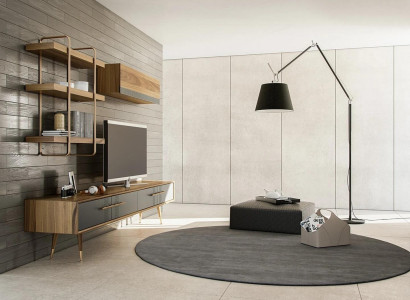 Modern Set TV Lowboard Design Wall unit Living room Wall shelf Luxury wall cabinet
