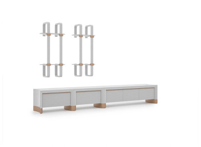 Living room wooden furniture TV lowboard design 2x wall shelves Modern Furnishings