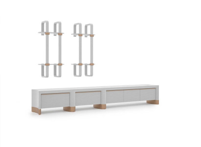 Living room wooden furniture TV lowboard design 2x wall shelves Modern Furnishings
