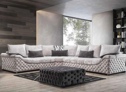 Corner sofa Beige Design Couch Wood with Textile Living room L-shape Sofas new