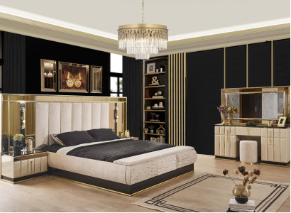 Luxury Bedroom Set 4 pcs Bed 2x Bedside table Dressing table new