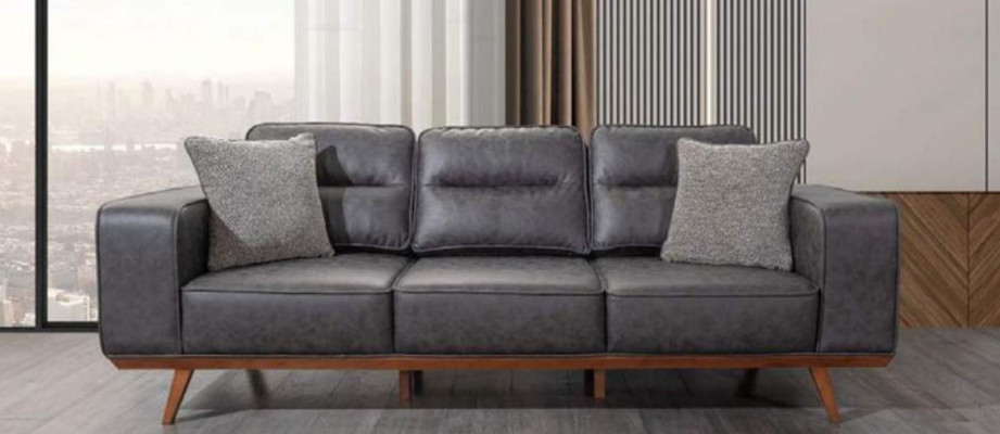 Gray Complete e Living room sofa set 2x three-seater armchair 3-piece set
