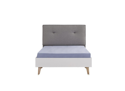 Childrens bed Bed 100 cm youth bed Wood Gray Childrens room Fabric Modern