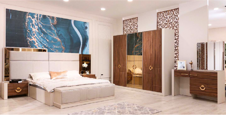 Bedroom Set Double bed 2x Bedside tables new Furnishings Designer Furniture