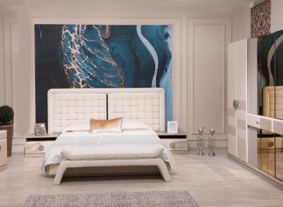 Designer Modern Bedroom Set Luxury Bed 2x Bedside tables new Furnishings