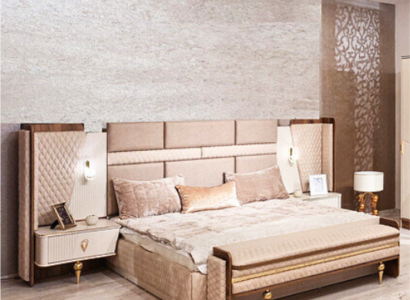Bedroom Suite Luxury Design Bed 2xNightstands Modern Furnishings