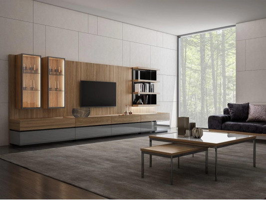 Modern Design Furnishings Wall unit Set TV lowboard wall shelves wooden furniture new