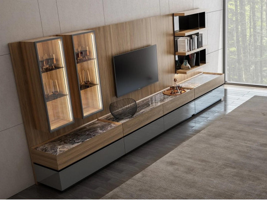 Modern Design Furnishings Wall unit Set TV lowboard wall shelves wooden furniture new