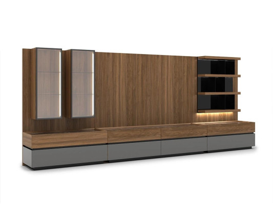 Modern Design Furnishings Wall unit Set TV lowboard wall shelves wooden furniture new