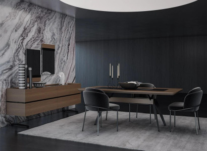 Dining room set 8 pieces complete dining table 4x chairs design sideboard with 2x mirror