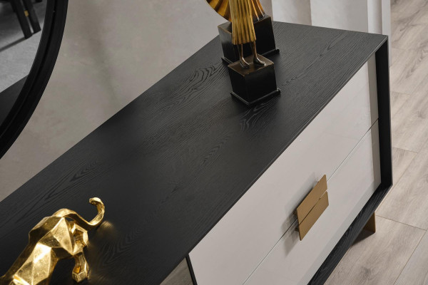 Black living room set designer sideboard luxury mirror 2-piece set new