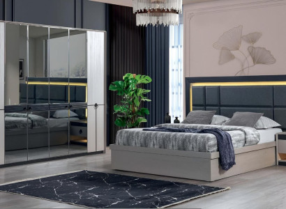 Design Bedroom Modern Luxury Complete Bed Wardrobe new 2x Bedside tables