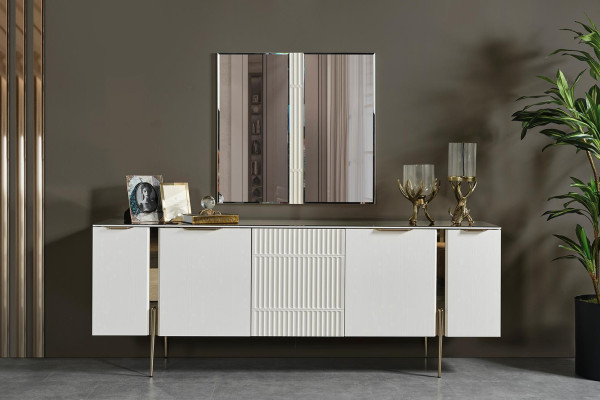 White Luxury Set Designer Sideboard Modern Mirror Stylish Sideboard