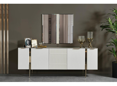 White Luxury Set Designer Sideboard Modern Mirror Stylish Sideboard