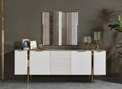 White Luxury Set Designer Sideboard Modern Mirror Stylish Sideboard
