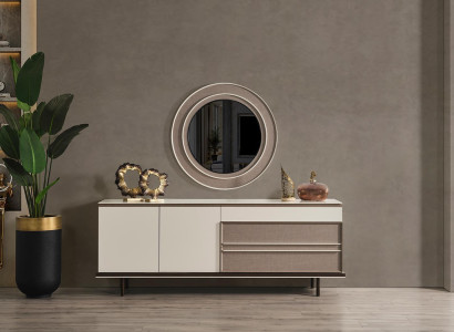 Designer Dining room Furniture Wood Sideboard Luxury Mirror Chest of drawers Sideboard