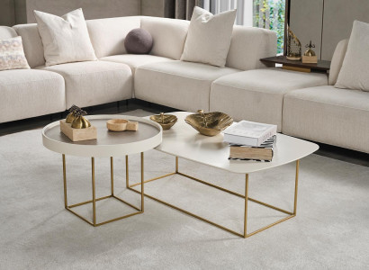 Living room Coffee table Set Designer round table Half round stainless steel table