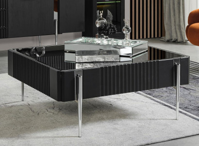Modern Black Coffee table Living room Furniture Wooden tables Stainless steel table