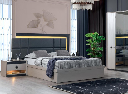 Bedroom Set 3-piece Bed 2x Bedside tables Luxury Complete Furniture Modern Design