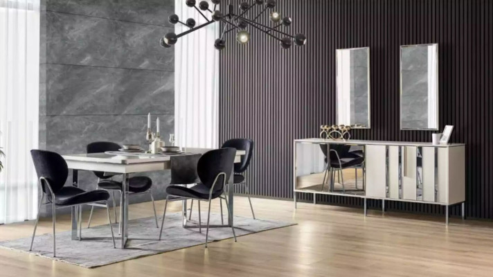 Dining table Modern Table Wood Dining room Suite 4x Chairs 5 pcs. Set Group