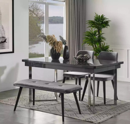 Dining room Table 4x Chairs 5pcs. Design Furniture Modern Set Suite new