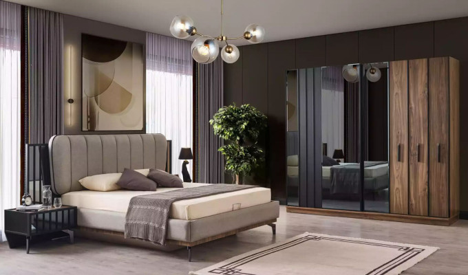Designer Wardrobe with Mirror Bedroom Luxury Furniture Wood Wardrobe