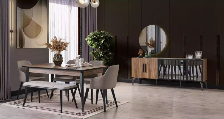 Dining set Dining set n Set Table 8 pieces. Set Sideboard 4x Chairs Group