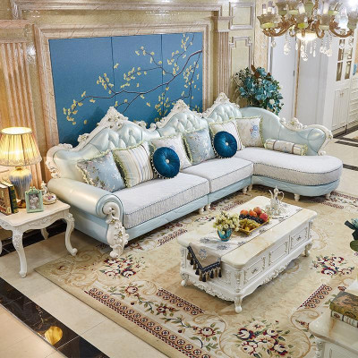 Classic Corner sofa Couch Upholstery Sofa Baroque Chesterfield Leather Mix