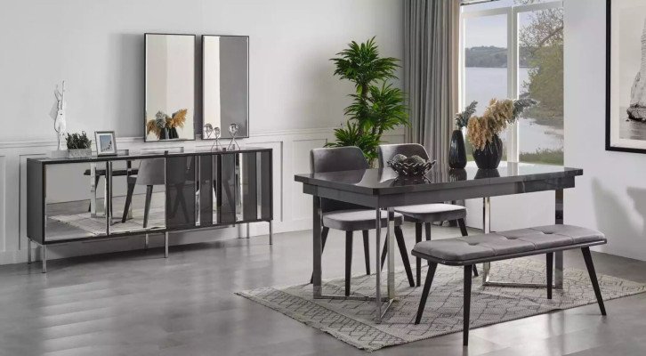 Sideboard with Mirror Wood Furniture Luxury Style Modern 2-piece Suite new
