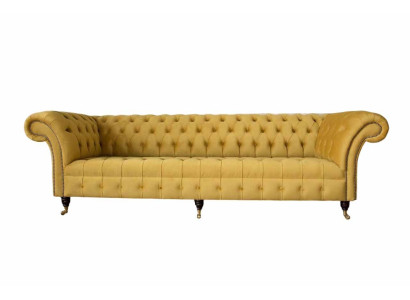 Elegance Design Sofa 4 Seater Couch Upholstery Luxury Textile Chesterfield Sofas Yellow