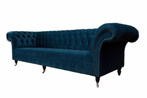 Design Luxury Chesterfield Sofa 4-Seater Couch Upholstery Sofas Furniture Blue