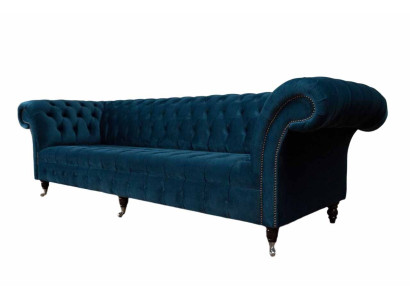 Design Luxury Chesterfield Sofa 4-Seater Couch Upholstery Sofas Furniture Blue