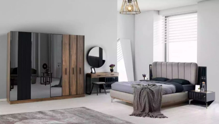 Bedroom Set Bed 2x Bedside table Design Luxury Modern new 3 pcs.