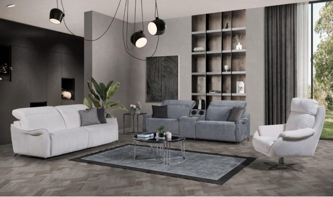 Luxurious Living room Set 2x 3 Seater Sofas with Music System and Armchair