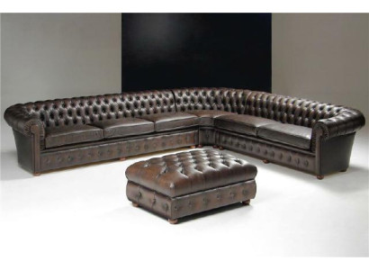 Classic Corner sofa Corner sofa Couch Sofa Upholstery Leather Seat Chesterfield Suite