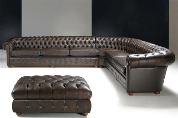 Classic Corner sofa Corner sofa Couch Sofa Upholstery Leather Seat Chesterfield Suite