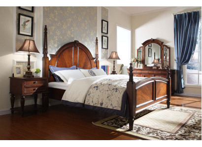 Bed 2x Bedside tables Bedroom Set Luxury Design new brown 3-piece Modern