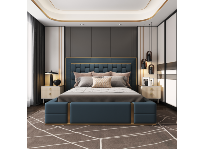 Modern Beds Luxury Sleep Room new Bed Design Luxury Blue Double Bed