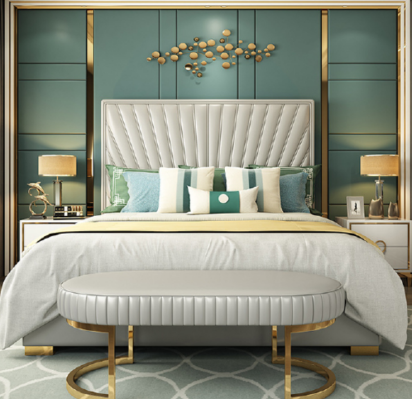Wood Design Bed Double Luxury Modern Hotel Frame Sleep Room new