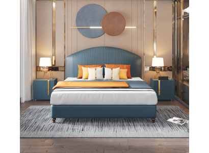 Bed Bedroom Luxury Double bed Blue Modern Design Beds Hotel