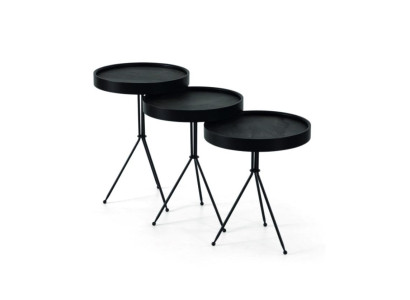 Modern Black Side table Set 3x Luxury Living room Coffee tables