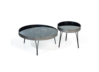 Round Set 2x Coffee tables Coffee table Side table Design Living room