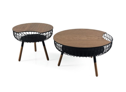 Stylish double set of 2x coffee table design living room table brown table