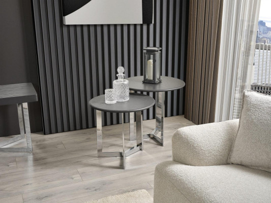 Group Side table Table Coffee table Living room stainless steel Silver Set