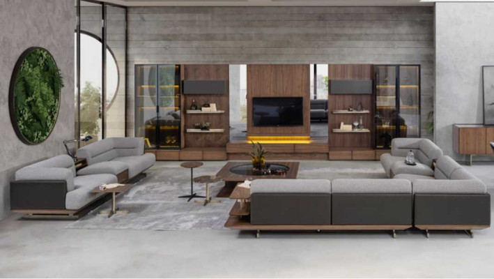 Living room Wall unit TV-cabinet Lowboard Wood Brown Furniture TV new xxl 530cm