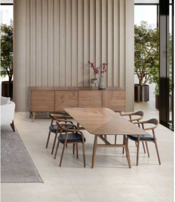 Luxury Set Dining room 6-piece dining set Dining set Set Table 4x Chairs with Sideboard