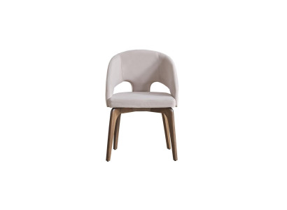 White Dining room chair Stylish single seater upholstered chairs Modern wooden feet