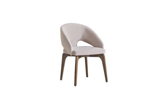 White Dining room chair Stylish single seater upholstered chairs Modern wooden feet