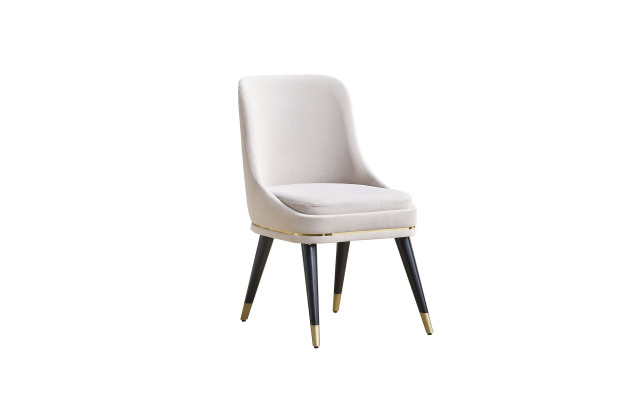 White Modern Dining room Chair Single Seater Upholstered furniture Stylish feet