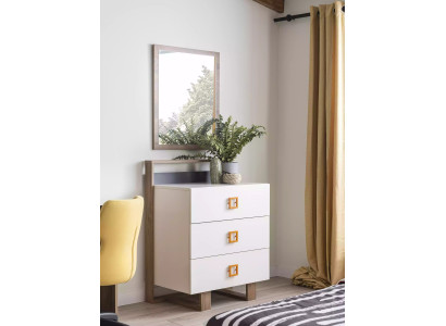 Group Chest of drawers with Mirror Chests of drawers Wood White Children's room Wardrobe Set